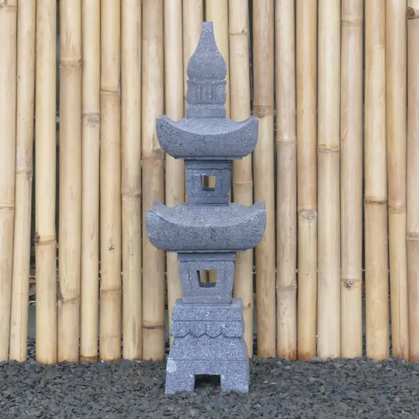 Product image 1 of the product “Japanese style Garden Lantern, made from Andesit Stone. Multipart. 75 cm Height, Roof is 25 cm width. ”